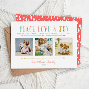 Peace Love and Joy Photo Collage Carte de vacances