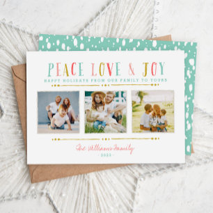 Peace Love and Joy Photo Collage Carte de vacances
