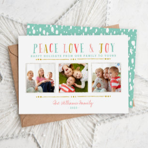 Peace Love and Joy Photo Collage Carte de vacances