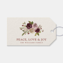Peace Love and Joy Winter Bouquet Black Holiday Geschenkanhänger