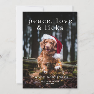 Peace, Love and Licks Happy Howlidays Carte de vac