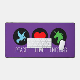 Peace love and unicorns schreibtischunterlage