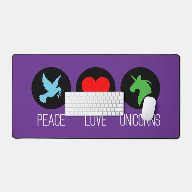Peace love and unicorns schreibtischunterlage (Tastatur & Maus)