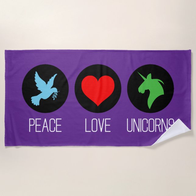 Peace love and unicorns strandtuch (Vorderseite)