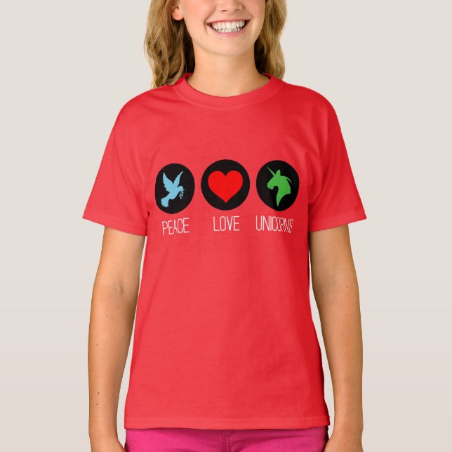 Peace love and unicorns T-Shirt (Vorderseite)