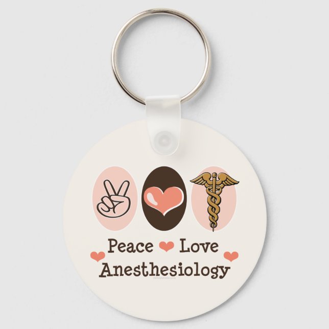 Peace Love Anesthesiology Key Chain Schlüsselanhänger (Vorderseite)