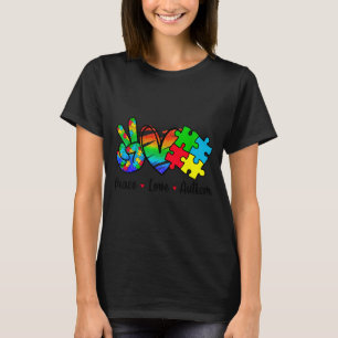 Peace Love Autismus im April Trage Blau für Autism T-Shirt