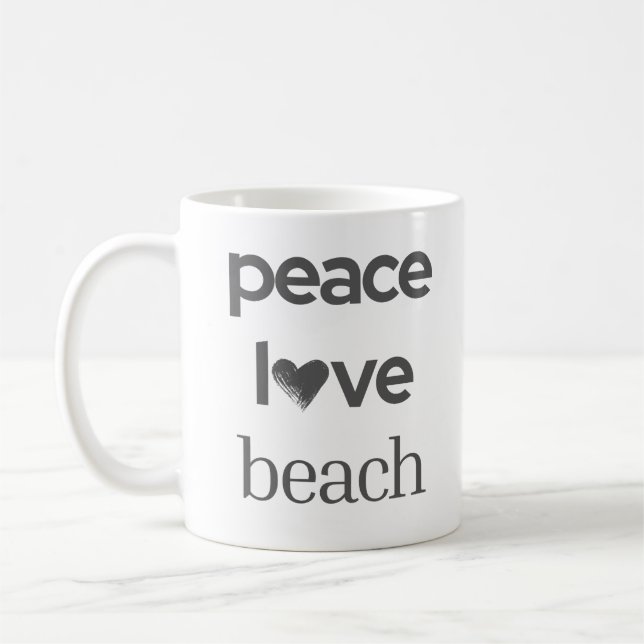 Peace Love Beach Graphic | Coastal Nautical Life Kaffeetasse (Links)