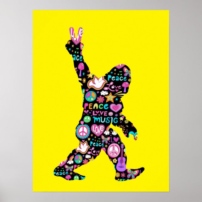 Peace Love Bigfoot Hippie Funny Bigfoot Lover    Poster (Vorne)