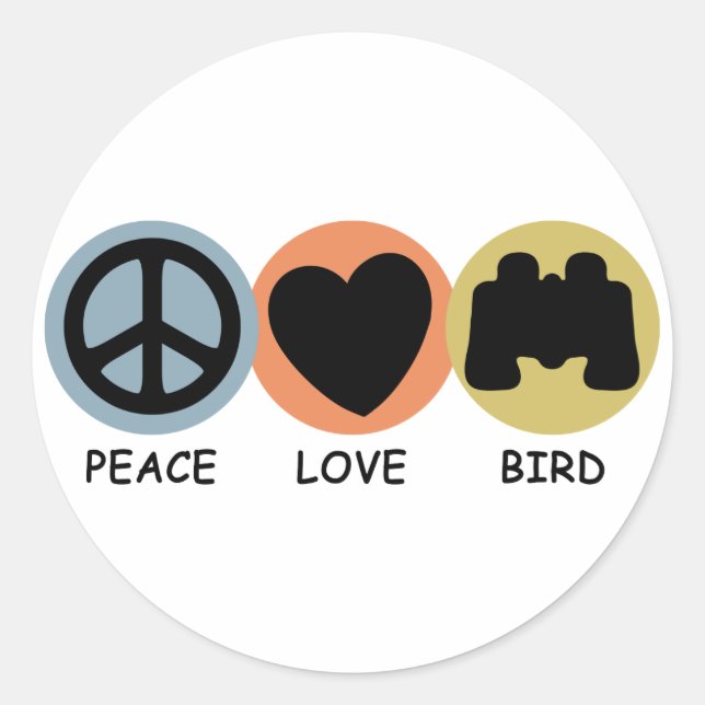 Peace Love Bird Runder Aufkleber (Vorderseite)