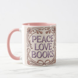 Peace Love Books Pink Combo Mug Tasse