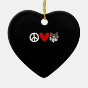 Peace Love Boston Terrier T-Shirt Keramik Ornament