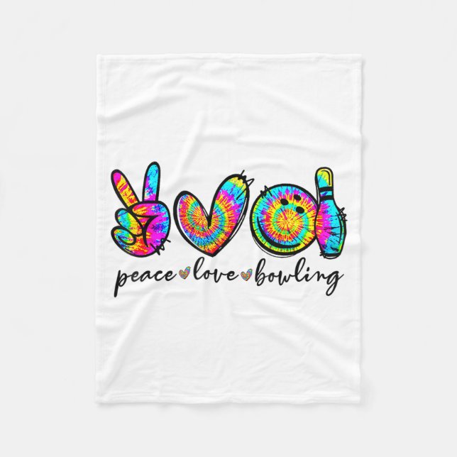 Peace Love Bowling Tie Dye Funny Bowling Lovers  Fleecedecke (Vorderseite)