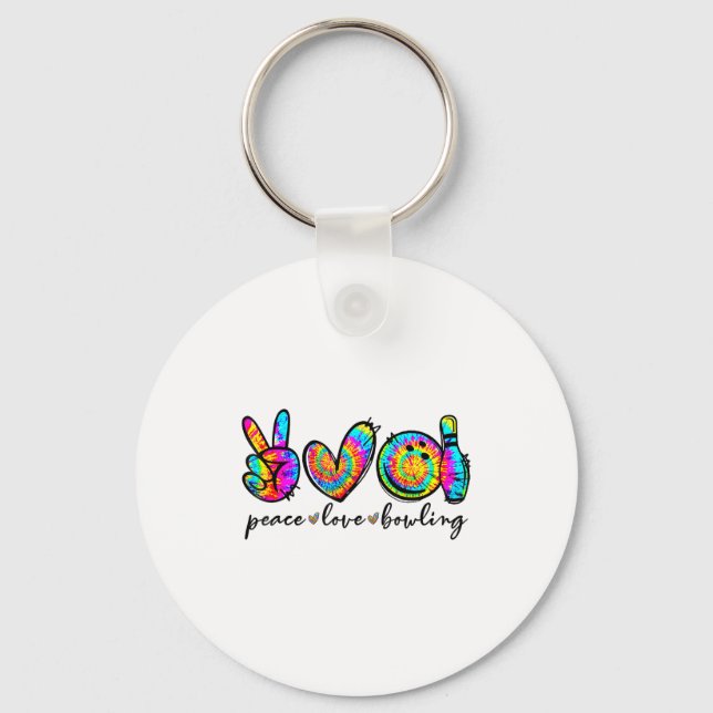 Peace Love Bowling Tie Dye Funny Bowling Lovers  Schlüsselanhänger (Vorderseite)