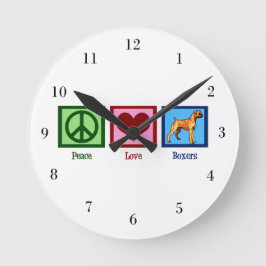 Peace Love Boxers Cute Boxer Dog Runde Wanduhr