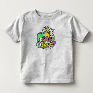 Peace & Love Bubble Letter Doodle Kleinkind T-shirt