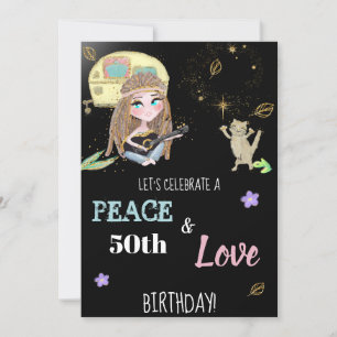 * Peace & Love Camping Hippie Geburtstagseinladung Einladung