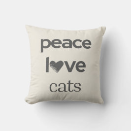 Peace Love Cats | Creme Katzenliebhaber Modernes G Kissen