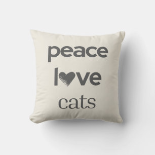 Peace Love Cats   Creme Katzenliebhaber Modernes G Kissen