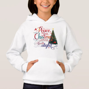 Peace Love Christmas Kinder Pullover Hoodie