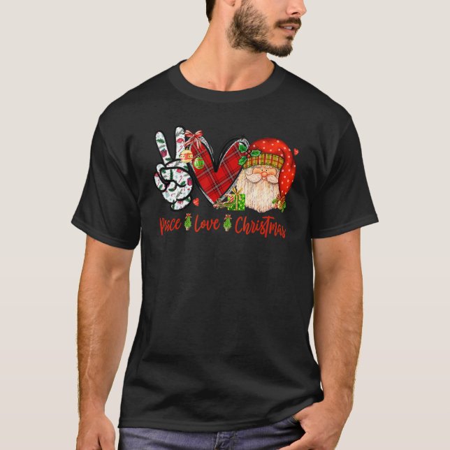 Peace Love Christmas  Santa Happy Xmas T-Shirt (Vorderseite)