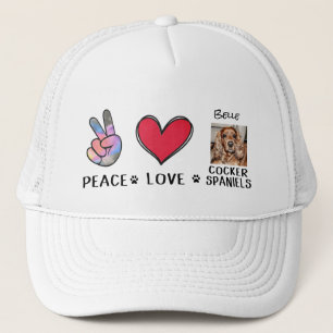 Peace Love Cocker Spaniels Dog Lovers Trucker Hat Truckerkappe
