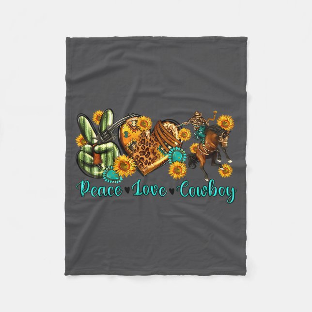 Peace Love Cowboy Western Rodeo Rodeo Life Western Fleecedecke (Vorderseite)