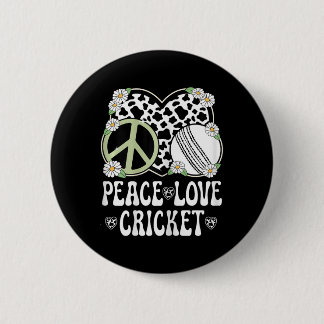 Peace Love Cricket Lover Cow Print Women Girls Cut Button