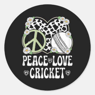 Peace Love Cricket Lover Cow Print Women Girls Cut Runder Aufkleber
