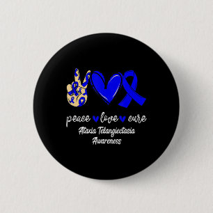 Peace Love Cure Ataxia Telangiectasia Blue Ribbon Button
