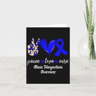Peace Love Cure Ataxia Telangiectasia Blue Ribbon Karte