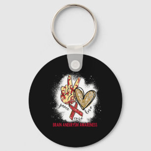 Peace Love Cure Bleached Brain Aneurysm Awareness Schlüsselanhänger