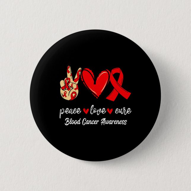 Peace Love Cure Blood Cancer Button (Vorderseite)