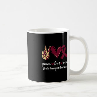 Peace Love Cure Brain Aneurysm Burgundy Ribbon Awa Kaffeetasse