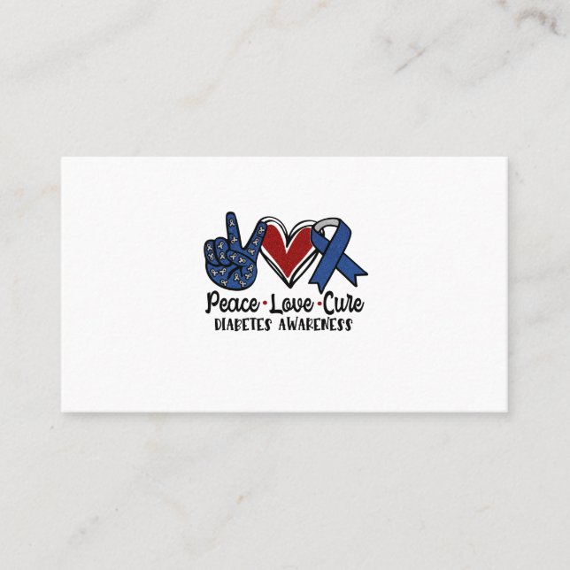 Peace Love Cure Diabetes Awareness Visitenkarte (Vorderseite)