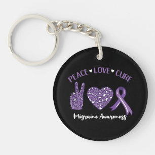 Peace Love Cure Migraine Awareness Ribbon Schlüsselanhänger
