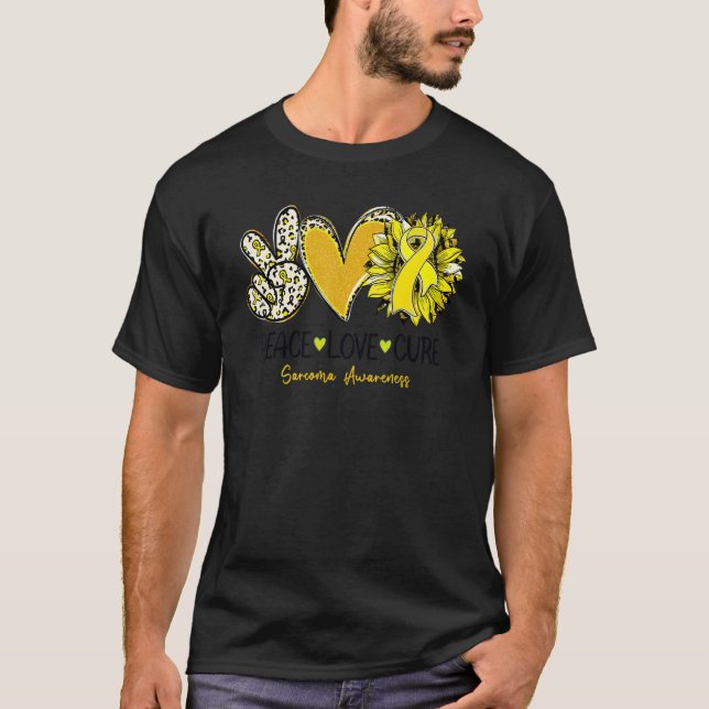 Peace Love Cure Sunflower Leopard Sarcoma Awarenes T-Shirt (Vorderseite)