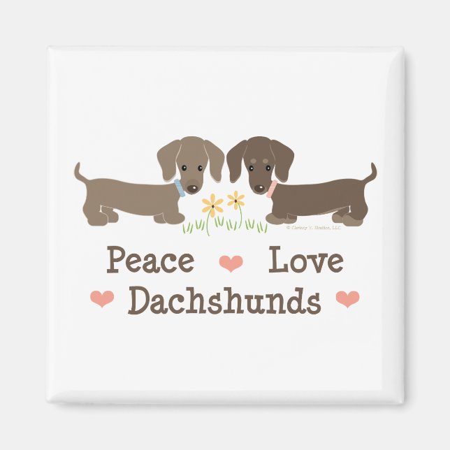 Peace Love Dachshunds Magnet (Devant)