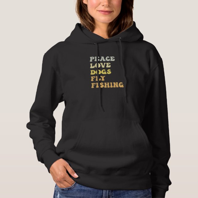 Peace Love Dogs Fly Fishing  Retro Hoodie (Vorderseite)