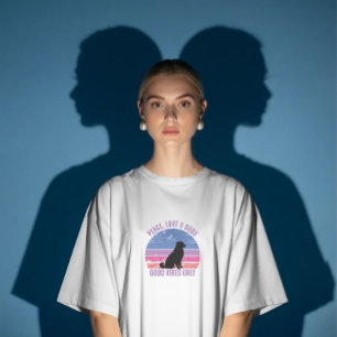 Peace, Love, Dogs T-Shirt, Retro-Sonnenuntergang T T-Shirt