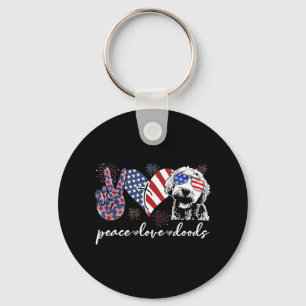 Peace Love Doods Goldendoodle USA-Flagge Doodle 4. Schlüsselanhänger