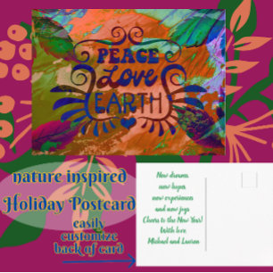 Peace Love Earth Holiday New Years Carte postale