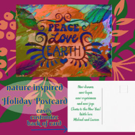 Peace Love Earth Holiday New Years Carte postale