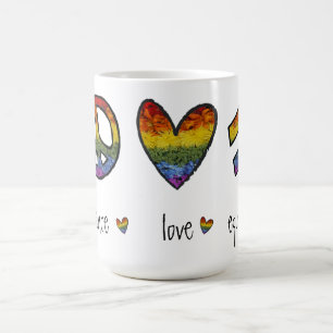 Peace Love Égalité Fierté Floral Café Mug
