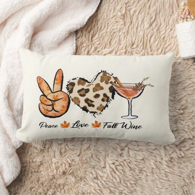 Peace Love Fall Vin Lance Oreiller (Couverture)