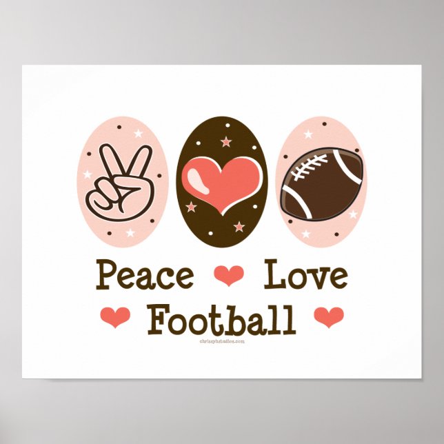 Peace Love Football Poster Print (Vorne)