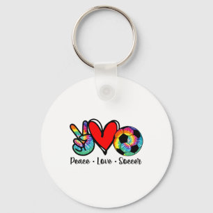 Peace Love Fußball Tie Dye Design Frauen Teenager Schlüsselanhänger