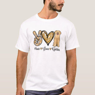Peace Love Golden Retriever Leopard Lover Dog Pupp T-Shirt