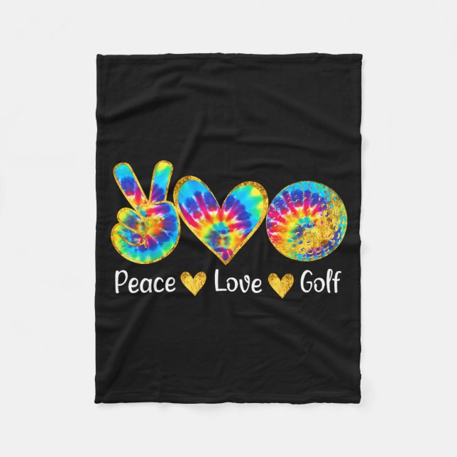 Peace Love Golf Funny Tie Dye Golf Lovers  Fleecedecke (Vorderseite)
