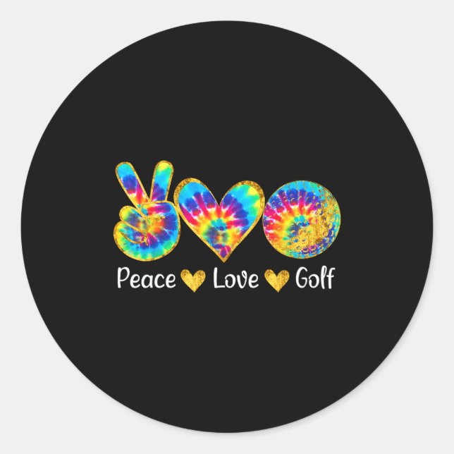 Peace Love Golf Funny Tie Dye Golf Lovers  Runder Aufkleber (Vorderseite)
